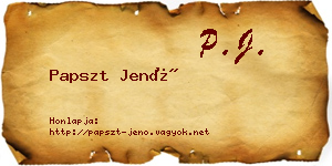 Papszt Jenő névjegykártya